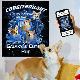 Poster Crie suas próprias fotos de cachorro espacial retr