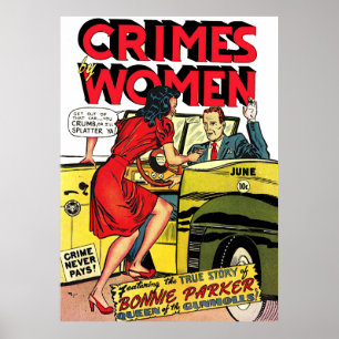 Poster Crimes Por Women_Bonnie Parker Vintage Histórias e