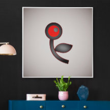 Crimson Bloom: Flor Abstrato com Vermelho e Preto