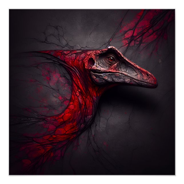 Póster Crimson Fossil Descoberto - AI Genius (Frente)