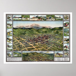 Poster Cripple Creek, CO Panoramic Map - 1896