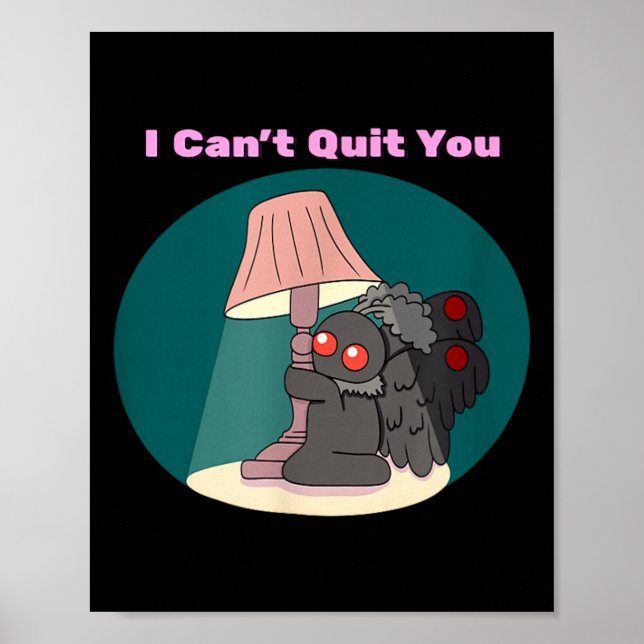 Poster Criptídeo Mothman Fofo Não Posso Parar Humor Gótic (Frente)