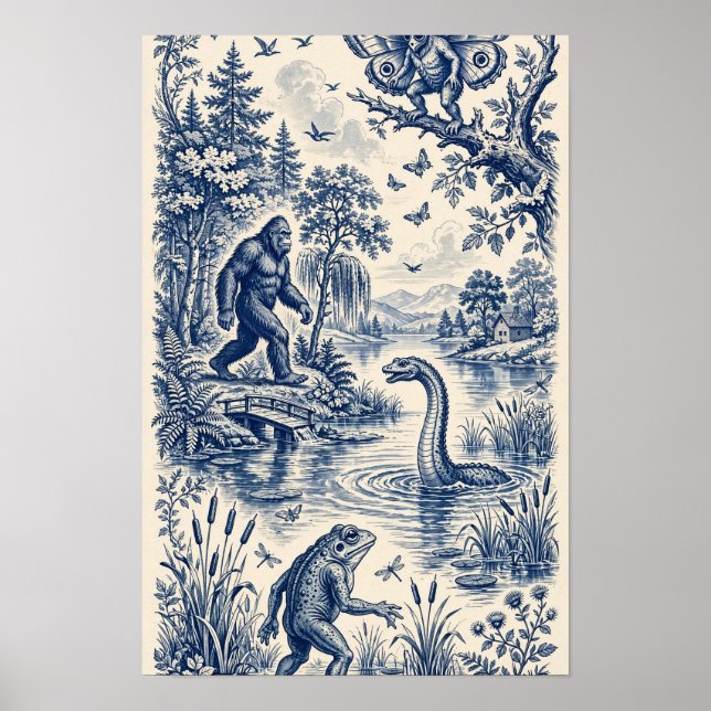 Poster Criptídeos da América do Norte — Padrão Toile (Frente)