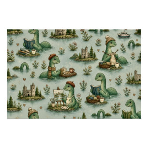 Póster Críptidos Aconchegantes Nessie Monstro do Lago Nes