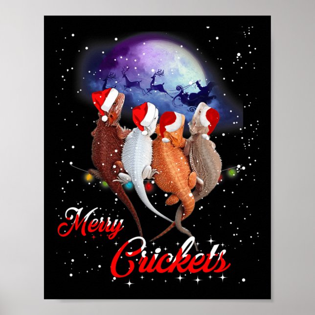 Poster Críquete de Feliz de Natal de Dragão Engraçado (Frente)