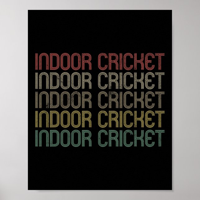 Poster Críquete Indoor Estilo Retro (Frente)