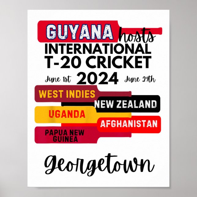 Poster Críquete Internacional T-20 da Guiana (Frente)