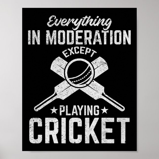 Poster Críquete - Tudo Com Moderação, Exceto Jogar (Frente)