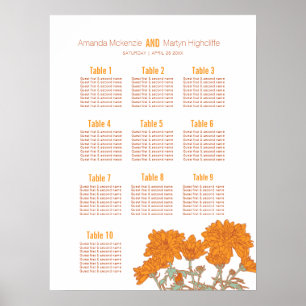 Poster Crisântemo de casamento flor laranja arte mesa pla
