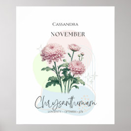 Poster Crisântemos Flor de Nascimento de Novembro