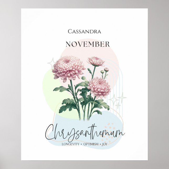 Poster Crisântemos Flor de Nascimento de Novembro (Frente)