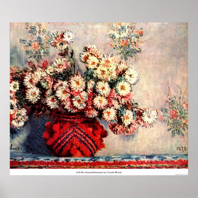 Póster crisântemos vitais de Claude Monet (Frente)