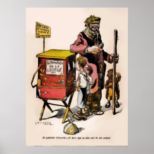 Poster Crise 1914 de Argentina dos desenhos animados do