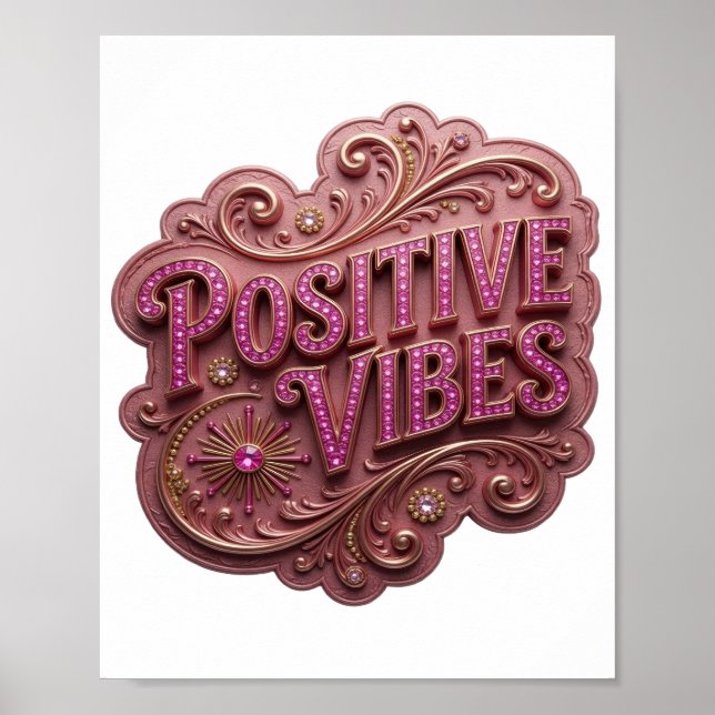 Poster Crisp Pink VIBRAÇÕES POSITIVAS (Frente)