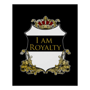 Póster Crista da Coroa Real Luxuosa Dourada Escudo Ousado