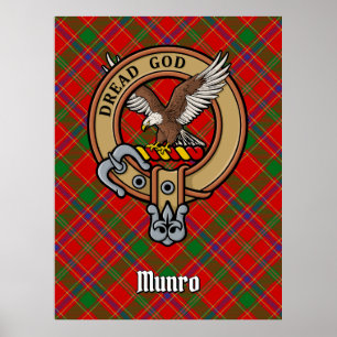 Poster Crista do Clã Munro sobre Tartan