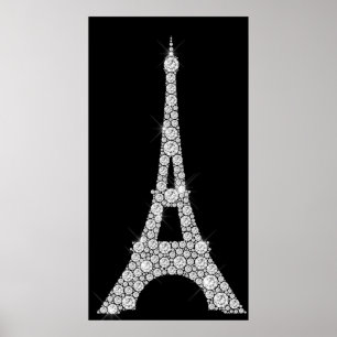 Póster Cristais brancos pretos Paris de Swarovski da