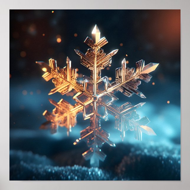 Poster Cristal de flocos de neve de férias (Frente)