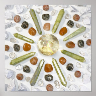 Poster Cristal de Pedra Amarelo Amarelo-Geológico Único