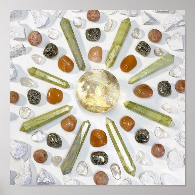 Poster Cristal de Pedra Amarelo Amarelo-Geológico Único (Frente)