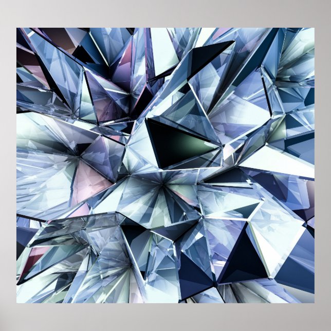 Poster Cristal de Triângulo Técnico: Fundo 3D (Frente)