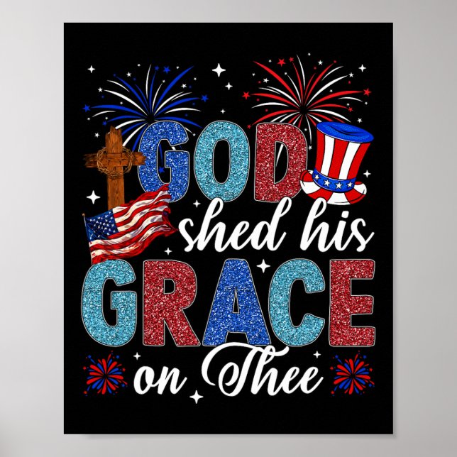 Poster Cristão 4 De Julho Deus Deu Sua Graça No 4 (Frente)