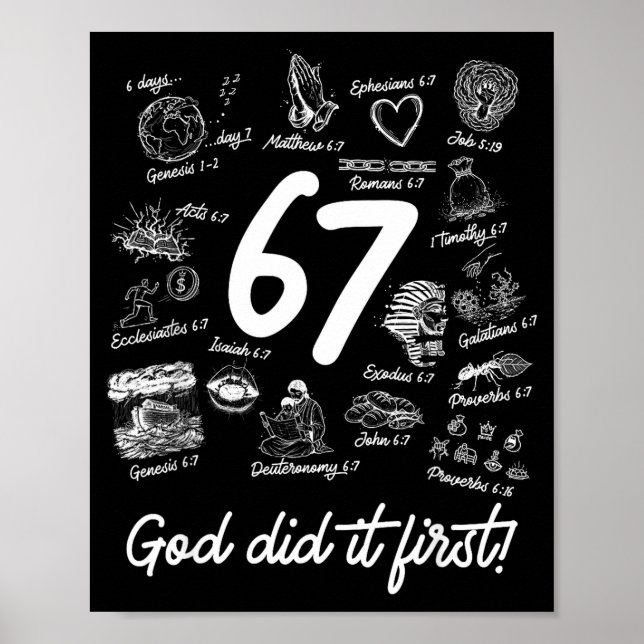 Poster Cristão 6 7 Meme Seis Sete 67 Versículo da Bíblia  (Frente)