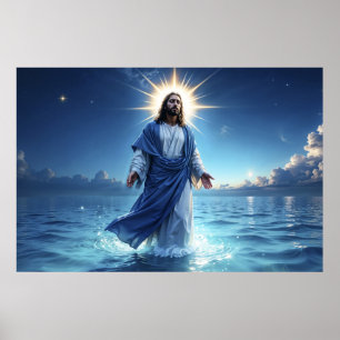 Poster Cristão de arte brilhante Jesus Cristo fé esperanç