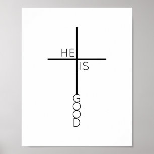 Poster Cristão Minimalista da Cruz Negra
