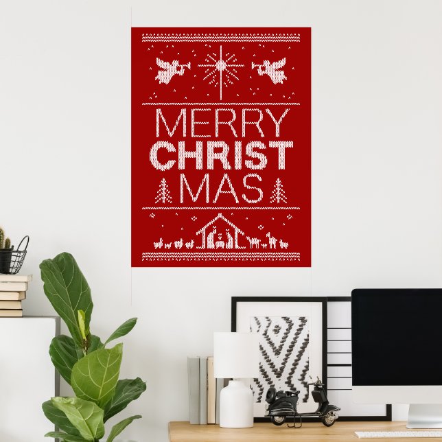 Póster Cristão Religioso de Feliz Natal (Escritório em casa)