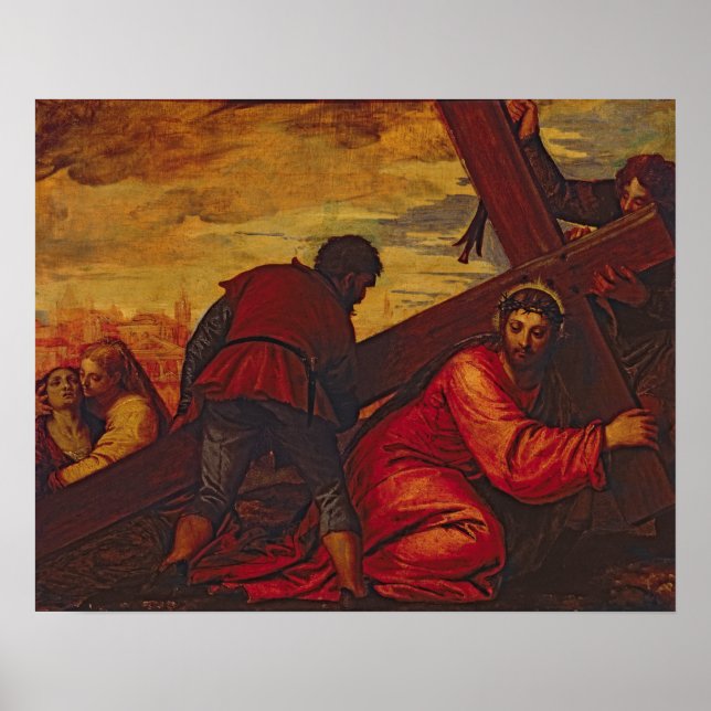 Poster Cristo a afundar sob o peso da cruz (Frente)