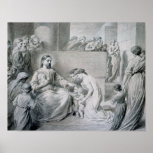Póster Cristo Baixando Pequenas Crianças