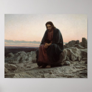 Póster Cristo de Ivan Kramskoy- na região selvagem