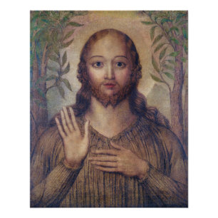 Póster Cristo de William Blake que abençoa o salvador