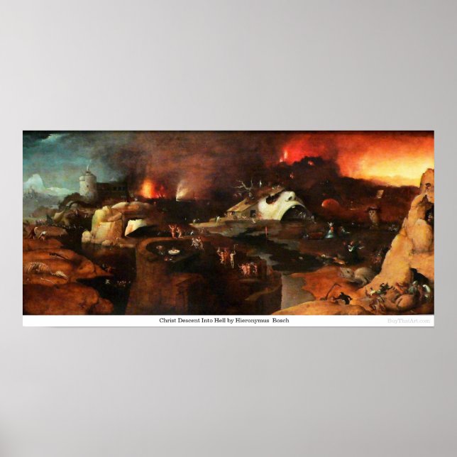 Póster Cristo descendente no inferno por Hieronymus Bosch (Frente)