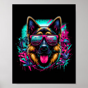 Poster Cristo do estilo de arte do Grafite de German shep
