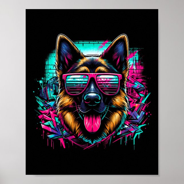 Poster Cristo do estilo de arte do Grafite de German shep (Frente)