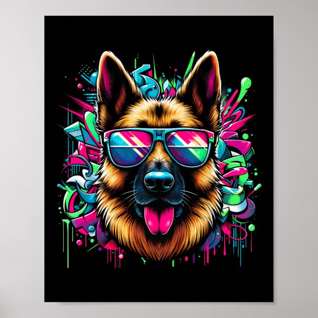 Poster Cristo do estilo de arte do Grafite de German shep (Frente)