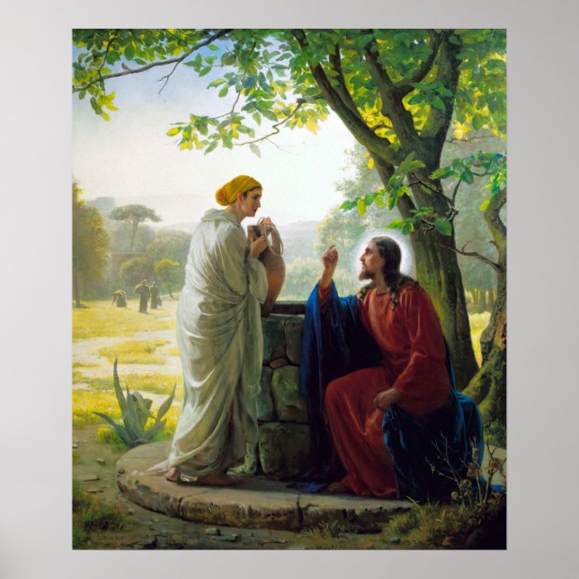 Poster Cristo e Mulher Samaritana de Carl Bloch (Frente)