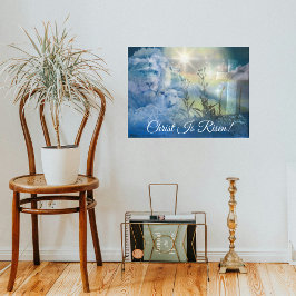 Póster Cristo É Risen Páscoa De Lâmpadas Cruzadas Cristãs