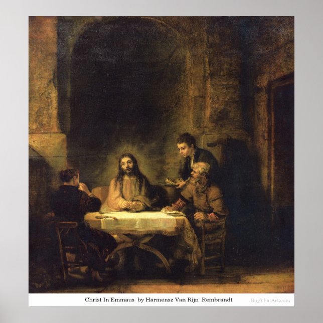 Póster Cristo em Emaus por Harmensz Van Rijn Rembrandt (Frente)