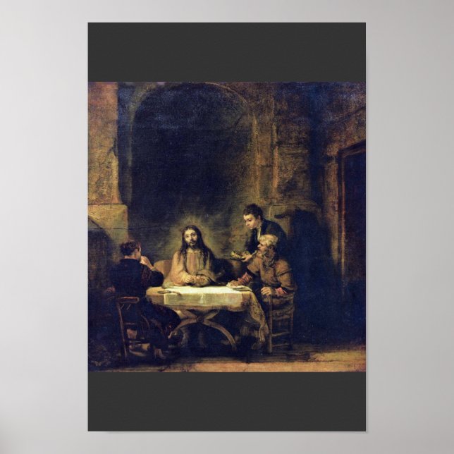 Póster Cristo Em Emaus Por Rembrandt Harmensz. Van Rijn (Frente)