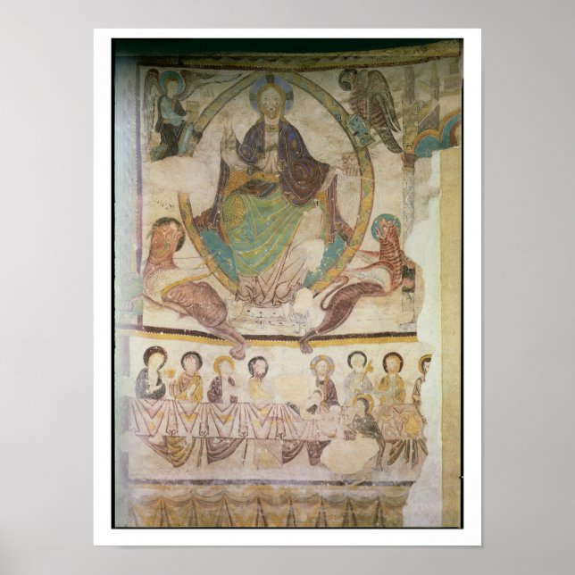 Poster Cristo em Majestade com quatro símbolos evangélico (Frente)