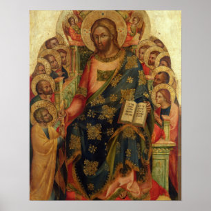 Poster Cristo Enthroned com os santos e os anjos que