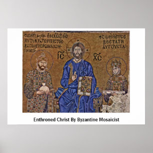 Póster Cristo Enthroned pelo Mosaicist bizantino