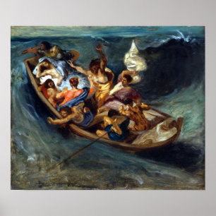 Poster Cristo Eugène Delacroix sobre o Mar da Galileia