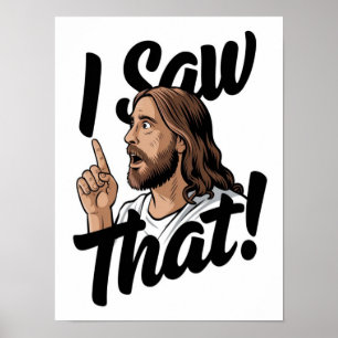 Poster Cristo Jesus está te observando, Jesus eu vi aquil