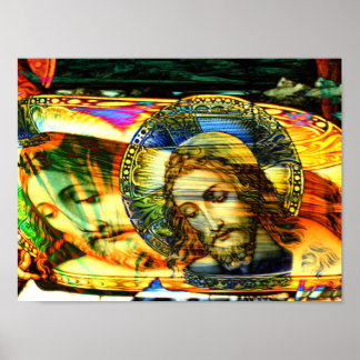 Poster Cristo Jesus Halo EFX Warp Invertido Colorido