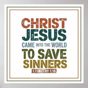 Poster Cristo Jesus Veio para Salvar Pecadores Vintage