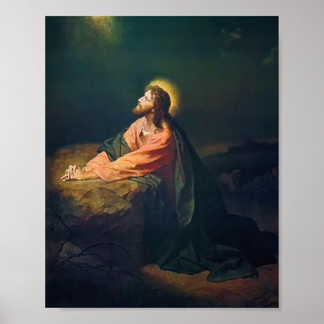 Poster Cristo na pintura de Gethsemane Heinrich Hofmann (Frente)